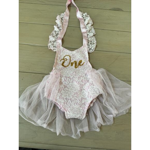 Baby Girl One Birthday Outfits Sleeveles Romper Bodysuits Ruffle Lace Tutu Dress - Picture 1 of 7